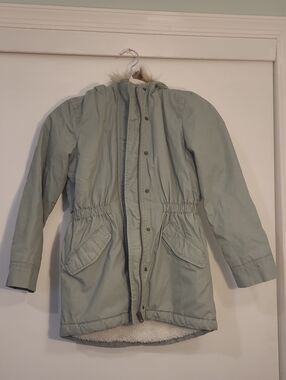 Youth Hooded Parka Jacket in Light Sage
